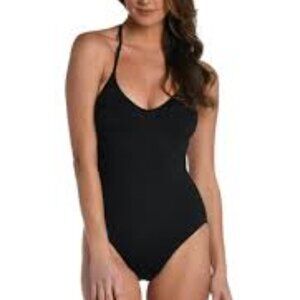 LA BLANCA SCOOP FRONT LINGERIE ONE PIECE BLACK SWIMSUIT SIZE 6 NEW WITHOUT TAGS